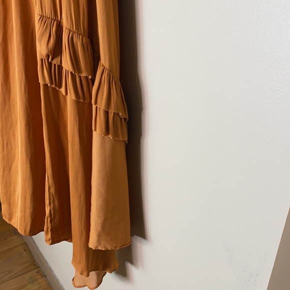 Women’s Current Air Anthropologie Romantic Orange Ruffle Dress Size Large - Picture 6 of 14